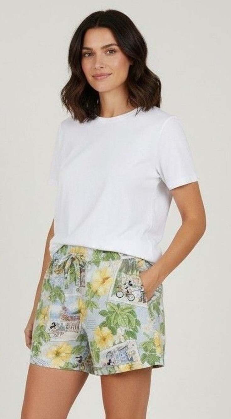 Disney Tommy Bahama Postcard Mickey Mouse Print Shorts Size M